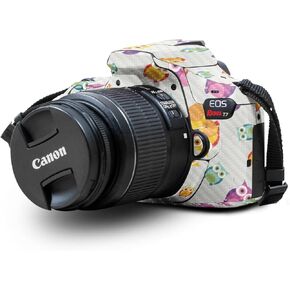 Carbon Fiber Skin Compatible with Canon EOS Rebel T7 Camera - Puppy Party - Premium 3M Vinyl Protective Wrap Decal Cover - Easy to Apply | Crafted in The USA by MightySkins
