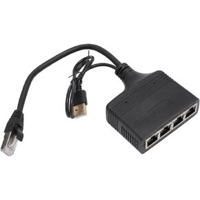 Ethernet Splitter, 1 in 4 Out, 1000Mbps Speed, Charging Supported, Materials, with USB Power Cord, RJ45 Interface, for Switch PC