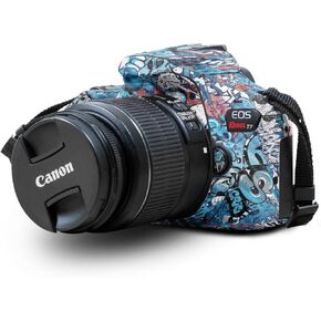 غلاف لامع لامع متوافق مع كاميرا Canon EOS Rebel T7 - ​​هيب هوب أحمر - غطاء لاصق واقٍ من الفينيل 3M ممتاز - سهل الاستخدام | صُنع في الولايات المتحدة الأمريكية بواسطة MightySkins