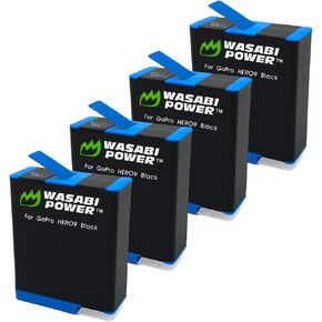 Wasabi Power HERO12, HERO11, HERO10, HERO9 Battery (4-Pack) Compatible with HERO 12 Black, HERO 11 Black, HERO 10 Black, HERO 9 Black