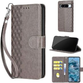 Designed for Google Pixel 8 Pro Case Wallet,Women Flip Folio Cover with Embossed PU Leather Stand Credit Card Holders Slots Wrist Strap Phone Case for Google Pixel 8 Pro 6.7 Inch (Rose Gold Butterfly)