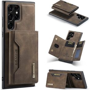 Wallet Case for Samsung Galaxy S23 Ultra, Leather Phone Case with Magnetic Detachable Trifold Wallet Card Holder Pocket (Black)