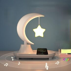3 in 1 with Bluetooth Audio and Wireless Charging Function of The LED Bedside Romantic Colorful Atmosphere Night Light(★★★★★ Note: Bluetooth Speaker Does not Support Voice Call Function) (Star Star)