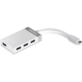 TRENDnet 4-Port USB C to USB Hub, TUC-H4E, 4 x USB 3.0 Ports, Compact Size USB Type-C Multiport Adapter, Compatible with Windows, Mac OS, Backwards Compatible with USB 2.0, White