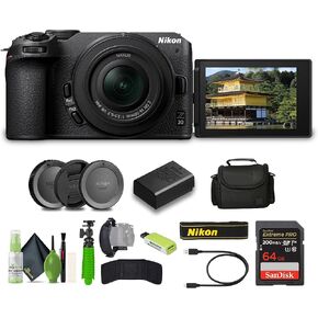 Nikon Z30 Lightweight Mirrorless Camera with 16-50mm Zoom Lens + Soft Case + Cleaning Kit + Memory Card Wallet + Extreme PRO 64GB Card + Card Reader + Hand Strap + 12 Inch Flex Tripod