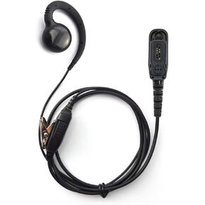 C-Shape Swivel Earpiece Headset with PTT Button & Microphone for Motorola Two-Way Radios XPR7550e, XPR7580, XiR-P8268, MTP850, APX900, APX4000