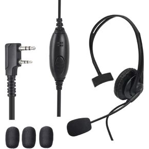 Walkie Talkie Over The Ear Headset Noise Reduction Earmuff Headphone Earpiece Ptt Boom Mic for Baofeng Retevis Sancom Kenwood uv5r uv 5r uv-5r rt21 rt22 2 Pin Radio(Small Earmuff Single Ear)