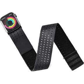 Tefeca Black Mesh Lycra Breathable Sport Loop Armband/Ankle Band Compatible with Apple Watch Series 9/8/SE2/7/6/SE/5/4/3/2/1.