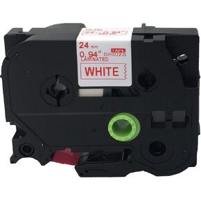 Red on White Label Tape Compatible for Brother Tz 252 Tze 252 1" P-Touch 26.2ft