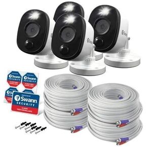 Swann SRPRO-4KWLBWB4 4 Pack of SWPRO-4KWLB Cameras, Warning Light, Siren, 4K, BNC, Works on DVR-5580 and DVR-5680 only