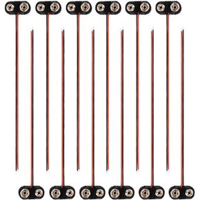 12 Pack T-Type 9V Battery Clip, 1 Dozen 9V Battery Connector with Hard Plastic Case, 9 Volt Battery Connector with Wire Leads for Experiment in Saudi Arabia