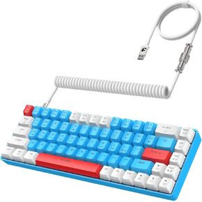 T8 60% Gaming Keyboard,68 Keys Compact Mini Wired Mechanical Keyboard with 18 Chroma RGB Backlit,Blue Switch,USB C Coiled Keyboard Cable,for PC,Laptop,Mac,PS4,Xbox-Blue