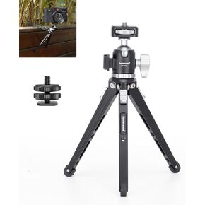 koolehaoda Mini Tripod with hook design for Camera, iPhone,Compact Desktop Tripod with Hook with 360° Ball Head Cold Shoe for Vlogging DSLR Camera Video