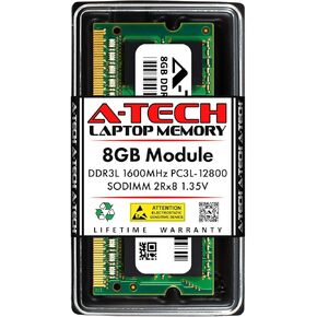 A-Tech 8GB RAM Replacement for CT8G3S160BM | DDR3/DDR3L 1600MHz PC3L-12800 (PC3-12800) CL11 SODIMM 2Rx8 1.35V Non-ECC SO-DIMM 204-Pin Laptop, Notebook Memory Module
