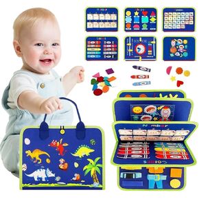 Busy Board Montessori Toddler Toys for 1 2 3 Year Old Boy Girl Birthday Gift, Preschool Learning Activities Sensory Toys, Baby Essentials Quiet Book Travel Pink Toy