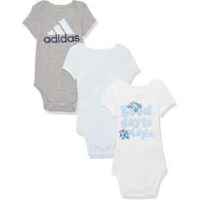 adidas baby-boys 3-pack Short Sleeve Bodyshirt Set