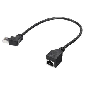 MECCANIXITY Male to Female 5e Network Extension Cable 11.8 Inch Length Left Bend for Home Office Networks
