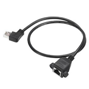 MECCANIXITY Male to Female 5e Network Extension Cable M3 23.2 Inch Length Bend Left for Home Office Networks with Ears