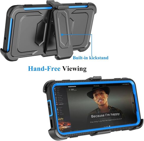 Njjex Rugged Case for Samsung Galaxy S22 5G, for Galaxy S22 Case 6.1", [Nbeck] Heavy Duty Built-in Screen Protector Locking Swivel Holster Belt Clip Kickstand Hard Shell Cover for Samsung S22 [Black] in Saudi Arabia