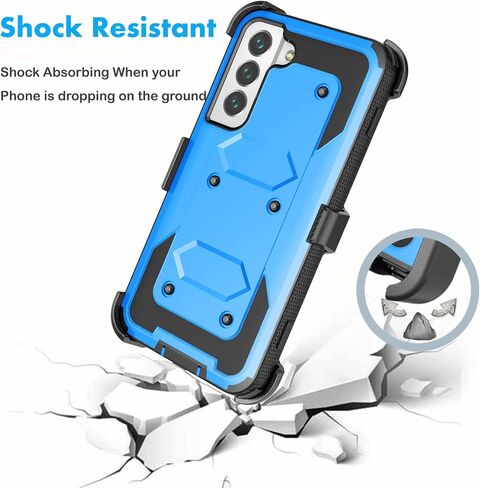 Njjex Rugged Case for Samsung Galaxy S22 5G, for Galaxy S22 Case 6.1", [Nbeck] Heavy Duty Built-in Screen Protector Locking Swivel Holster Belt Clip Kickstand Hard Shell Cover for Samsung S22 [Black] in Saudi Arabia