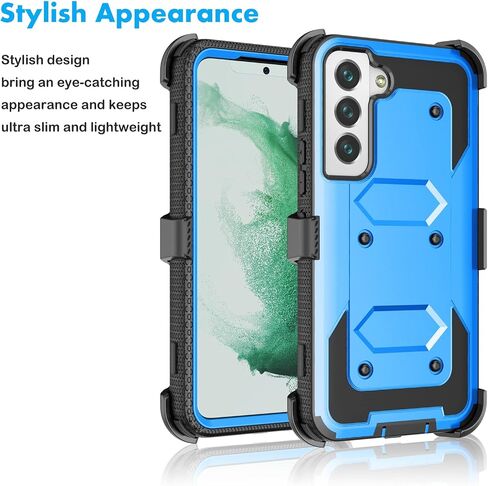 Njjex Rugged Case for Samsung Galaxy S22 5G, for Galaxy S22 Case 6.1", [Nbeck] Heavy Duty Built-in Screen Protector Locking Swivel Holster Belt Clip Kickstand Hard Shell Cover for Samsung S22 [Black] in Saudi Arabia