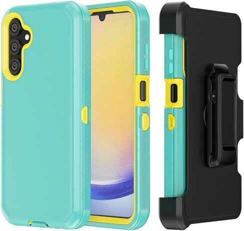Phone Case for Samsung Galaxy A25 5G case,Heavy Duty Hard Shockproof Armor Protector Case Cover with Belt Clip Holster for Samsung A25 5G Phone Case (Black) in Saudi Arabia