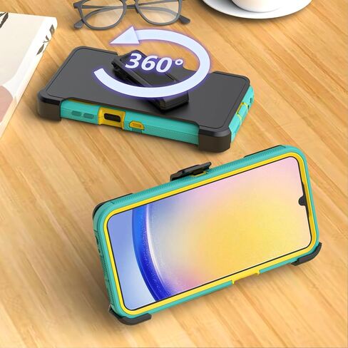 Phone Case for Samsung Galaxy A25 5G case,Heavy Duty Hard Shockproof Armor Protector Case Cover with Belt Clip Holster for Samsung A25 5G Phone Case (Black) in Saudi Arabia