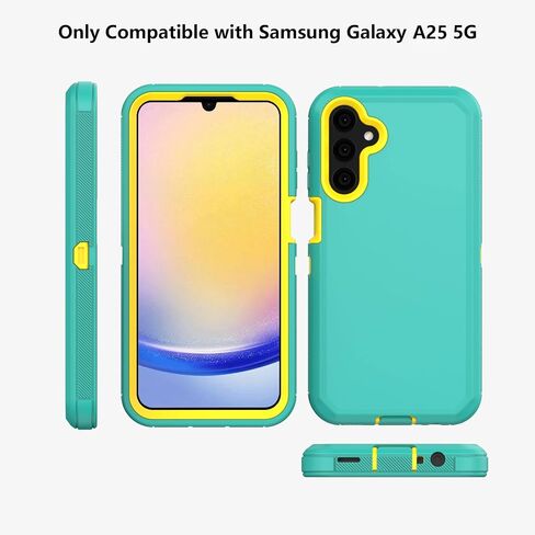 Phone Case for Samsung Galaxy A25 5G case,Heavy Duty Hard Shockproof Armor Protector Case Cover with Belt Clip Holster for Samsung A25 5G Phone Case (Black) in Saudi Arabia