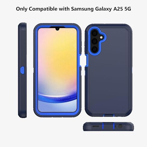Phone Case for Samsung Galaxy A25 5G case,Heavy Duty Hard Shockproof Armor Protector Case Cover with Belt Clip Holster for Samsung A25 5G Phone Case (Black) in Kuwait