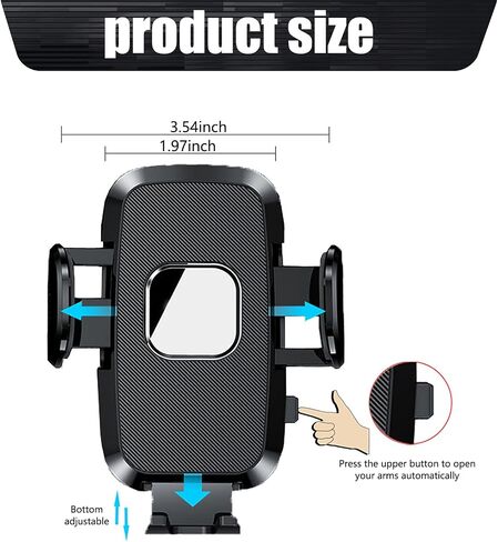 1 PC Car Phone Holder with Silicone Gasket, Shockproof Waterproof Plastic Vehicle Smartphone Mount for 1.96In to 3.54In Equipment, Universal Automotive Navigation Accessories (Black) in Saudi Arabia