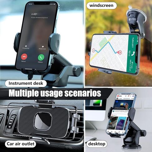 1 PC Car Phone Holder with Silicone Gasket, Shockproof Waterproof Plastic Vehicle Smartphone Mount for 1.96In to 3.54In Equipment, Universal Automotive Navigation Accessories (Black) in Saudi Arabia