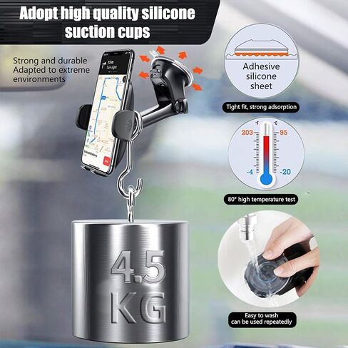 1 PC Car Phone Holder with Silicone Gasket, Shockproof Waterproof Plastic Vehicle Smartphone Mount for 1.96In to 3.54In Equipment, Universal Automotive Navigation Accessories (Black) in Saudi Arabia