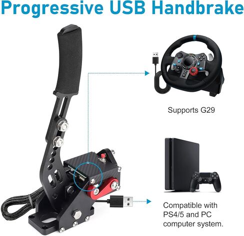 ترقية CNSPEED فرامل اليد USB 64 بت لـ Logitech G29، متوافقة مع PS4/PS5 + نظام الكمبيوتر الشخصي لألعاب السباق المحاكاة مع مستشعر قاعة زائد غير متصل (بدون مشبك) in Kuwait