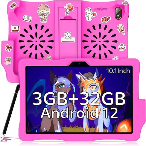 kinstone 10.1 Inch Kids Tablet with Stylus,Android 12 Tablet for Kids with Parent Control Shock-Proof Case,4GB RAM 64GB ROM, 6000mAh Long Battery Life,5+2MP Dual Camera WiFi Bluetooth,Netflix(Gray) in Saudi Arabia