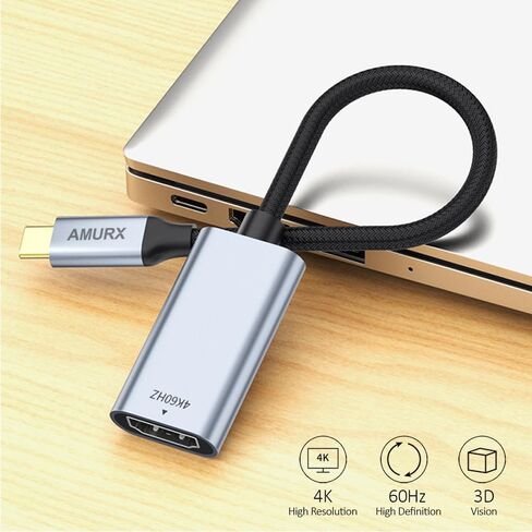 محول USB C إلى HDMI 4K@60 هرتز، محول HDMI من النوع C لشاشة المكتب المنزلي، متوافق مع iPhone 16/15 Pro/Max، MacBook Pro/Air، iPad، iMac Surface Book 3 Pixelbook، XPS، Galaxy والمزيد in Saudi Arabia