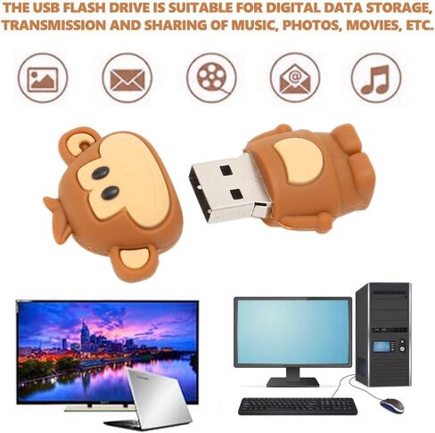 محرك أقراص فلاش USB لطيف سعة 32 جيجابايت، محرك إبهام لطيف على شكل قرد، عصا إبهام ذاكرة بندريف حيوانية لطيفة من السيليكون، للمعلمين والطلاب والموظفين (32 جيجابايت) in Kuwait