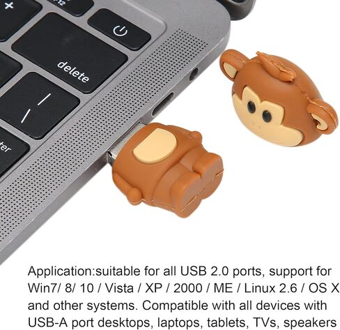 محرك أقراص فلاش USB لطيف سعة 32 جيجابايت، محرك إبهام لطيف على شكل قرد، عصا إبهام ذاكرة بندريف حيوانية لطيفة من السيليكون، للمعلمين والطلاب والموظفين (32 جيجابايت) in Kuwait