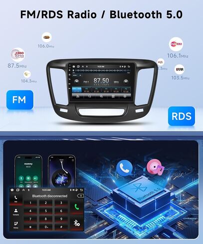 [8Core 2+64G] - لسيارة Chrysler 200 200C 200S 2015-2019 Android Car Stereo Wireless Carplay Android Auto، 9 بوصة HD 1280*720P IPS شاشة لمس راديو السيارة مع نظام تحديد المواقع واي فاي DSP صوت بلوتوث 5.0 SWC كاميرا احتياطية in Saudi Arabia