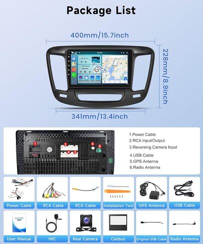 [8Core 2+64G] - لسيارة Chrysler 200 200C 200S 2015-2019 Android Car Stereo Wireless Carplay Android Auto، 9 بوصة HD 1280*720P IPS شاشة لمس راديو السيارة مع نظام تحديد المواقع واي فاي DSP صوت بلوتوث 5.0 SWC كاميرا احتياطية in Saudi Arabia