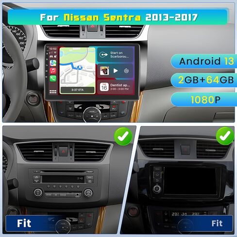 شاشة Hi-Fi 2+64G CarPlay Radio Android لنيسان سنترا 2013-2017 (إصدار مقطع عمودي) ستيريو السيارة، شاشة لمس عالية الدقة 10.1 بوصة Android Auto، كاميرا احتياطية AHD، وصلة مرآة، GPS، WiFi in Saudi Arabia