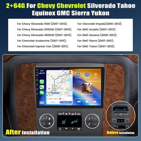 [2+64G] Android 13 Car Stereo for Chevy Chevrolet Silverado Tahoe Equinox GMC Sierra Yukon with Carplay&Android Auto,10.1" Touch Screen Car Radio with Mirror Link GPS WiFi BT FM/RDS+Backup Camera in Saudi Arabia