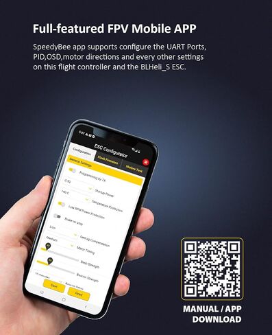 SpeedyBee F7 Mini Flight Controller Stack Board 3-6S 20x20mm مع 35A BLHeli_S 4 في 1 ESC يدعم الضبط اللاسلكي لطائرة بدون طيار FPV 2-4 بوصة in Kuwait