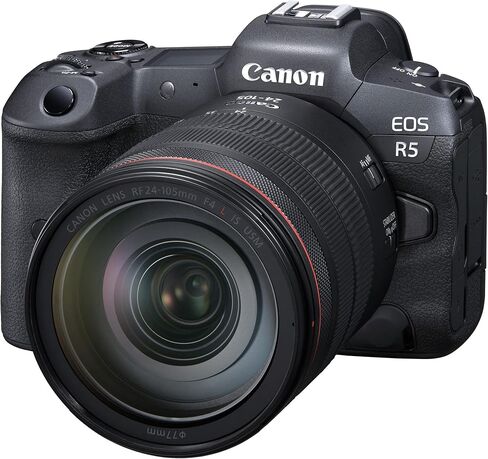 هيكل كاميرا Canon EOS R5 كامل الإطار بدون مرآة مع RF 24-105 مم F4 L عبارة عن عدسة تكبير USM 4147C013 مع حقيبة ظهر للتصوير الفوتوغرافي Deco Gear + Monopod + ميكروفون + LED + ملحقات وبرامج احترافية in Saudi Arabia