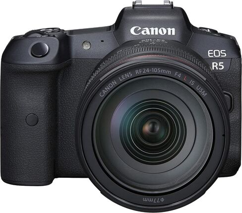 هيكل كاميرا Canon EOS R5 كامل الإطار بدون مرآة مع RF 24-105 مم F4 L عبارة عن عدسة تكبير USM 4147C013 مع حقيبة ظهر للتصوير الفوتوغرافي Deco Gear + Monopod + ميكروفون + LED + ملحقات وبرامج احترافية in Saudi Arabia