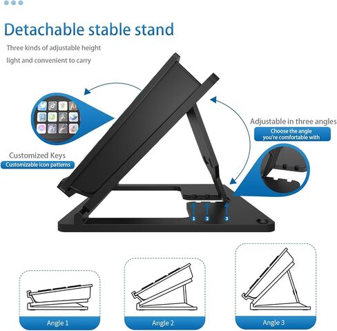 وحدة التحكم في البث، 15 مفتاحًا مختصرًا، منصة البث، شاشة LCD سلكية قابلة للتخصيص، لوحة مفاتيح سريعة مع حامل قابل للتعديل لبث ألعاب العمل في الاستوديو، إجراءات التشغيل في نظام Win Mac OBS Twitter YouTube in Kuwait