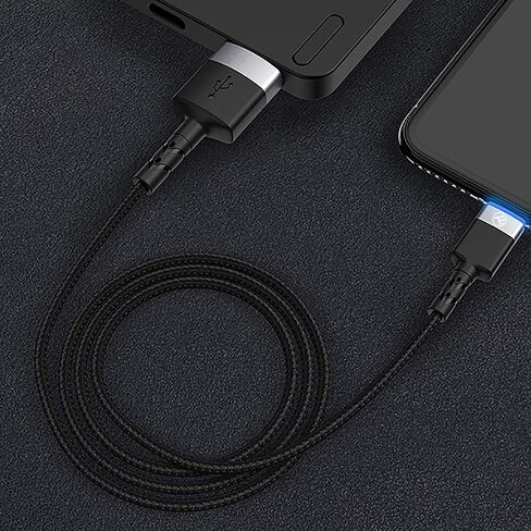 TELLUR Data Cable, USB to Lightning, LED, Nylon Braided, 2m, Black in Kuwait