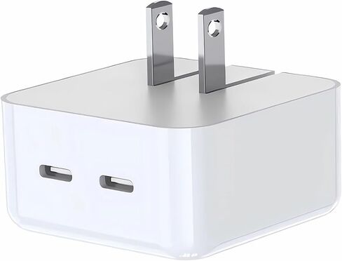 iPhone Dual USB-C Port Compact Power Adapter [GaN] PD 3.0 Foldable USB Type C Plug Fast Wall Charger Block for iPhone 15 14 13 12 11 Pro Max Plus Mini, iPad, AirPods, MacBook Air【Without Cable】 in Saudi Arabia