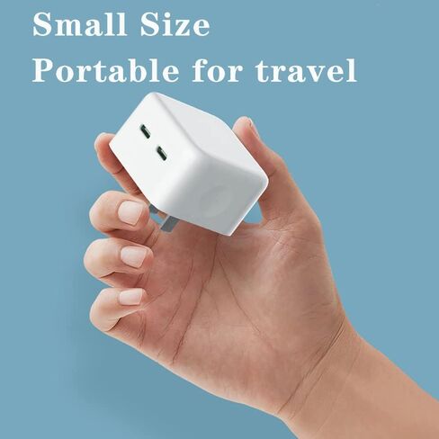 iPhone Dual USB-C Port Compact Power Adapter [GaN] PD 3.0 Foldable USB Type C Plug Fast Wall Charger Block for iPhone 15 14 13 12 11 Pro Max Plus Mini, iPad, AirPods, MacBook Air【Without Cable】 in Saudi Arabia