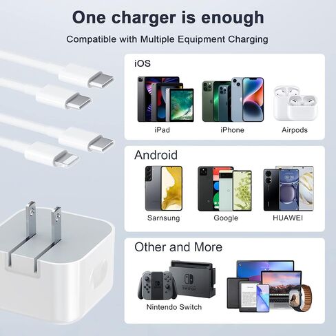 iPhone Dual USB-C Port Compact Power Adapter [GaN] PD 3.0 Foldable USB Type C Plug Fast Wall Charger Block for iPhone 15 14 13 12 11 Pro Max Plus Mini, iPad, AirPods, MacBook Air【Without Cable】 in Saudi Arabia