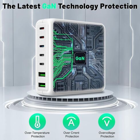 260W 7-Port Desktop Charging Station, 2x65W USB C Laptop Charger Compatible with MacBook Pro/Air, iPad Series, iPhone 14/13/Mini/Pro/13Pro Max/12 Samsung Galaxy Note in Saudi Arabia
